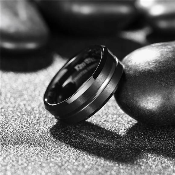 Classic Tungsten Carbide Wedding Band Ring for Men - Available in Black, Silver - Picture 2 of 7